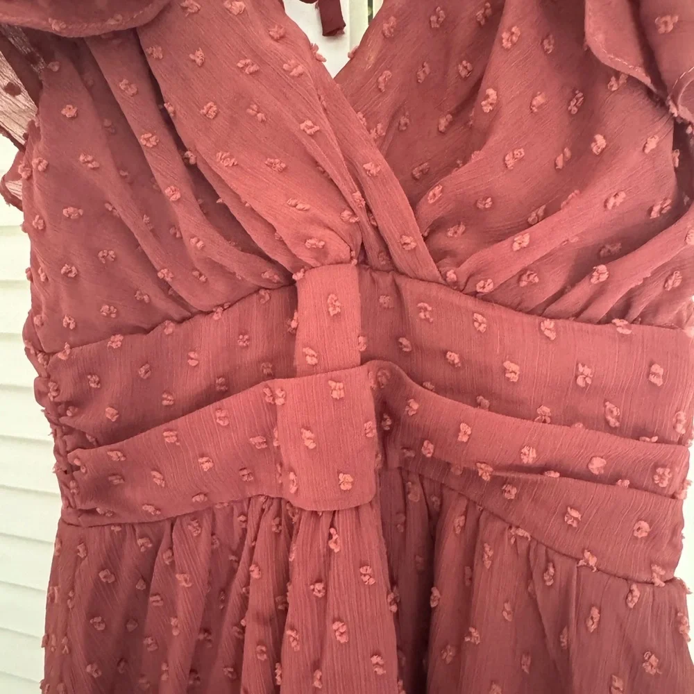 Dee Elly Ruffled Burgundy Dress